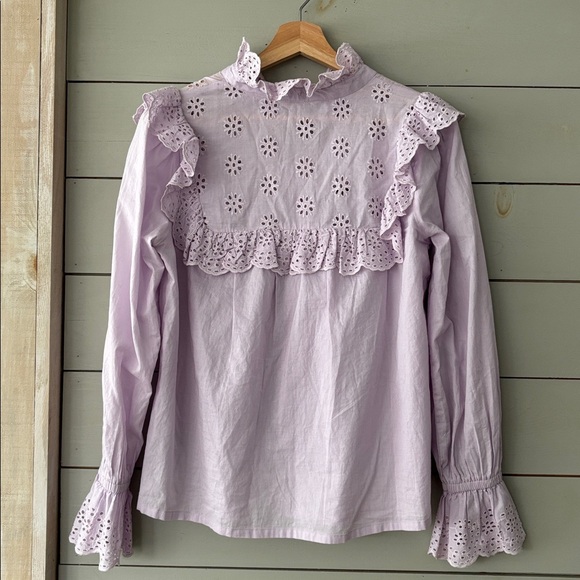 💜 Part Two Lavender Eyelet Ruffle Blouse 💜 - Picture 7 of 9
